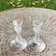 Pair of crystal candlesticks, darques crystal, diamond pattern, vintage Original label