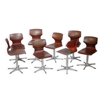 8 chaises pivotantes Flototto, années 70