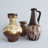 Bay ceramic pitcher with handle and fat lava glaze