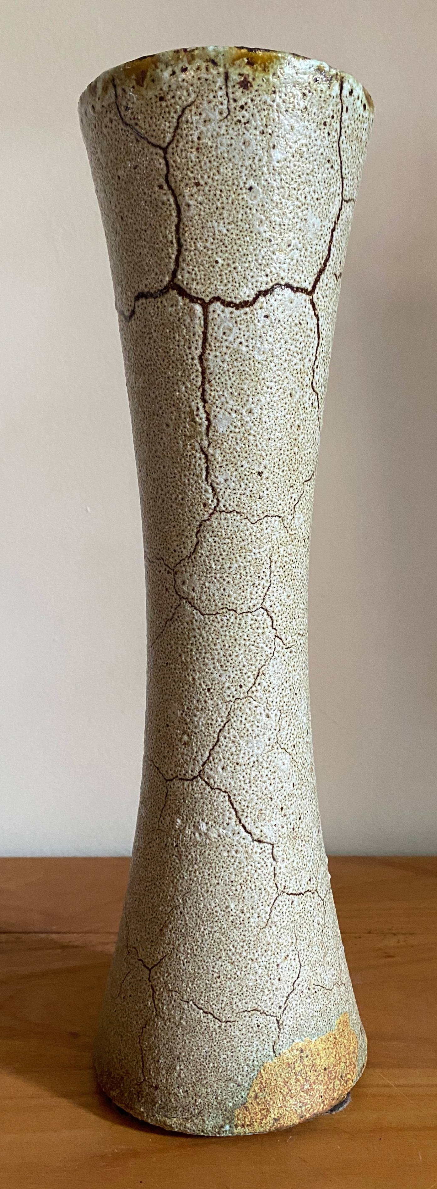 Beautiful vase Diabolo years 60/70 Accolay signed cracked effect