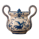 sugar bowl in faience from Martres-Tolosane with Moustiers decoration