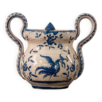 sugar bowl in Martres-Tolosane earthenware with Moustiers decorations