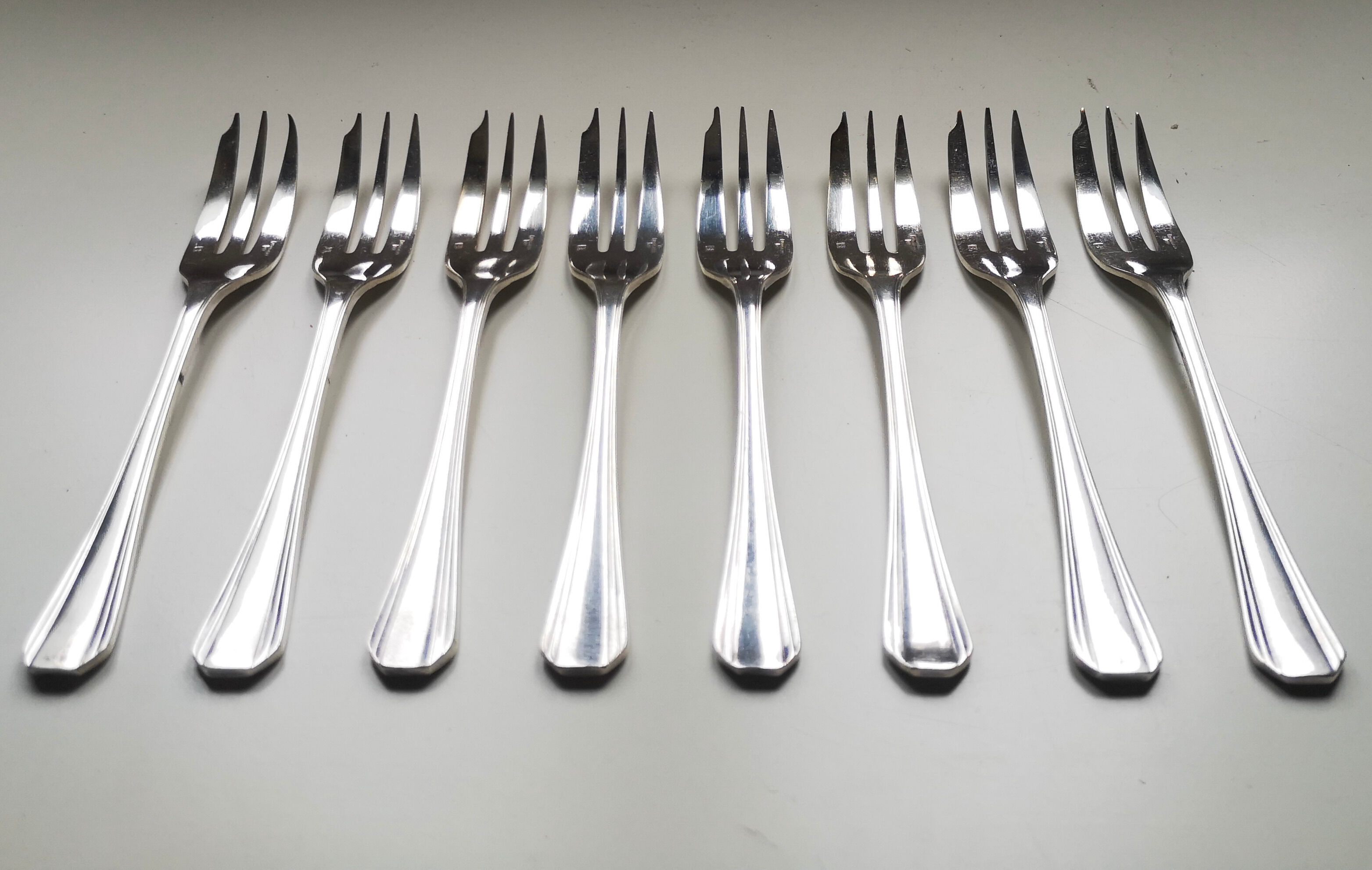 Old Christofle Model Boreal Art Deco by Luc Lanel 8 forks with desserts