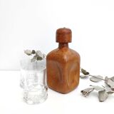 Vintage whisky decanter bottle glass and leather Havana color