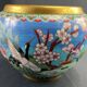 Cloisonné enamel pot cover with floral decoration with heron China Japan