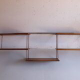 Wall shelf in oak and copper from the 50s