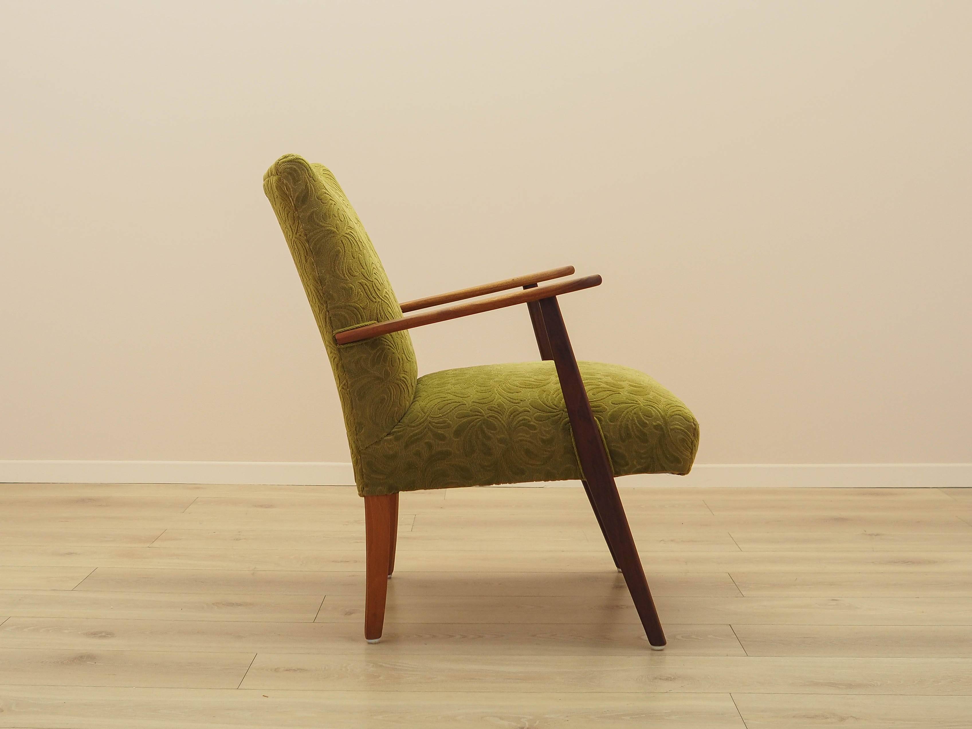 Green armchair, Danish design, 1960s, made in Denmark