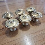 6 patinated brass furniture knobs