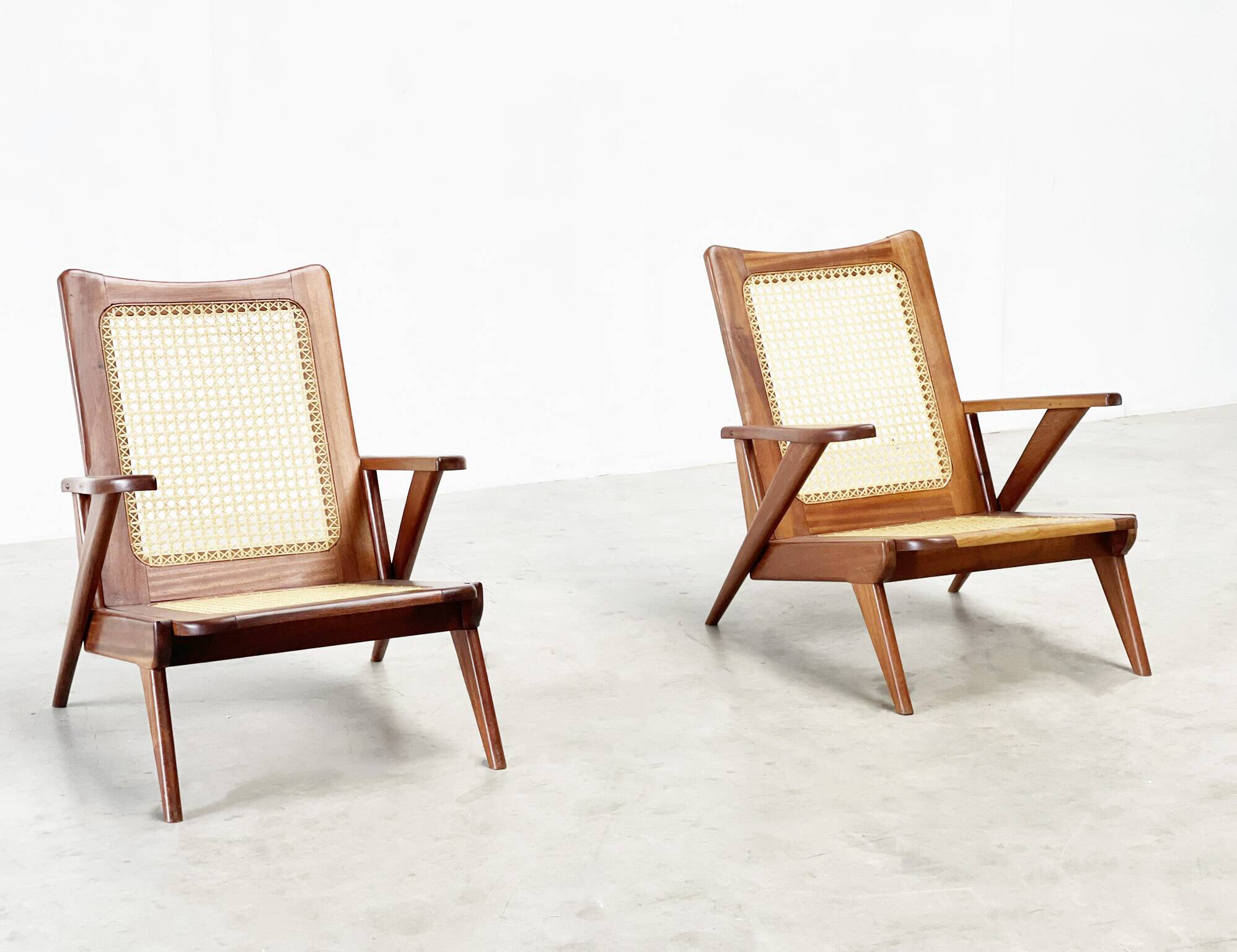 Sculptural french lounge chairs 1950's.