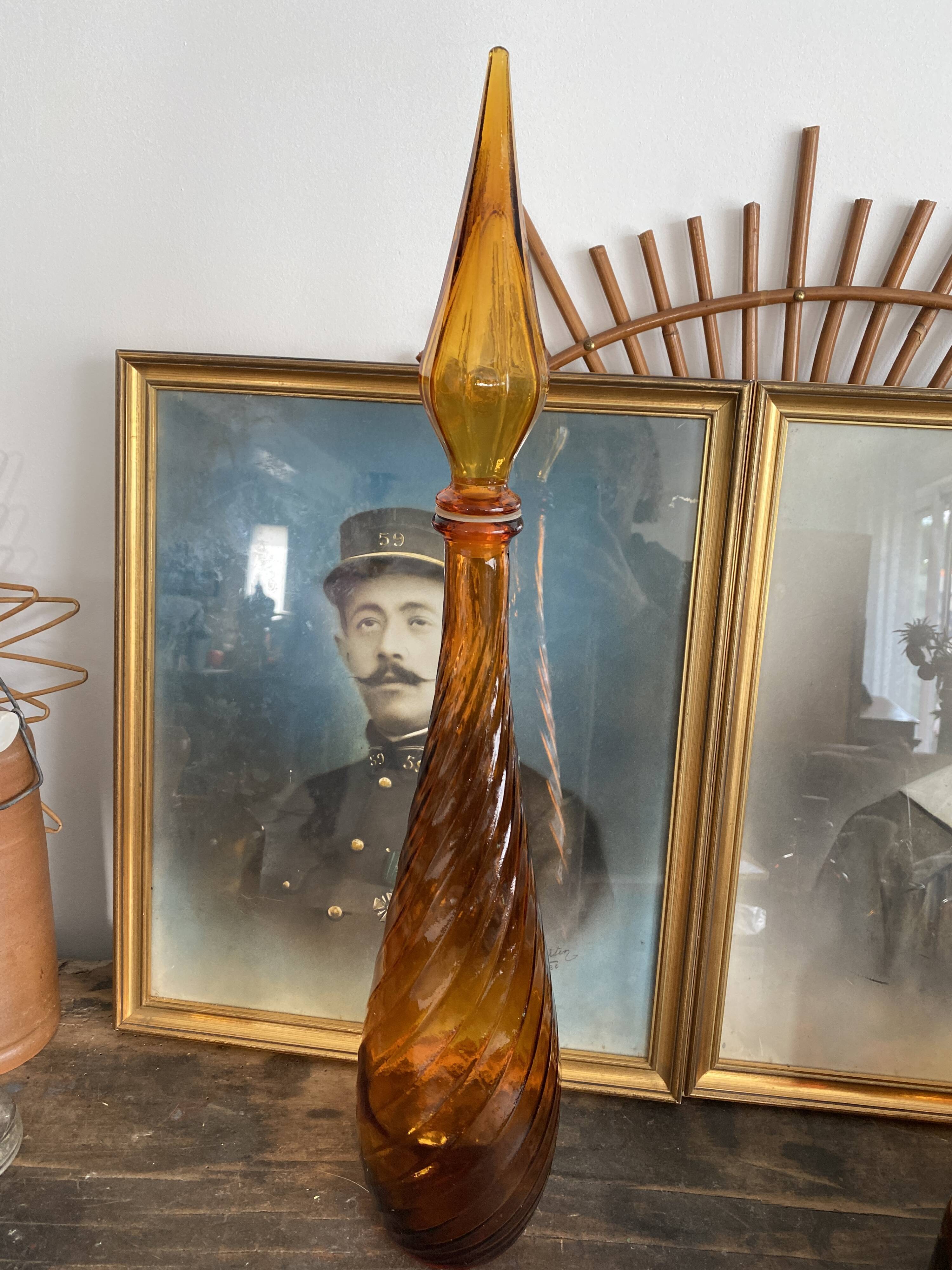 Vintage Textured Glass Carafe