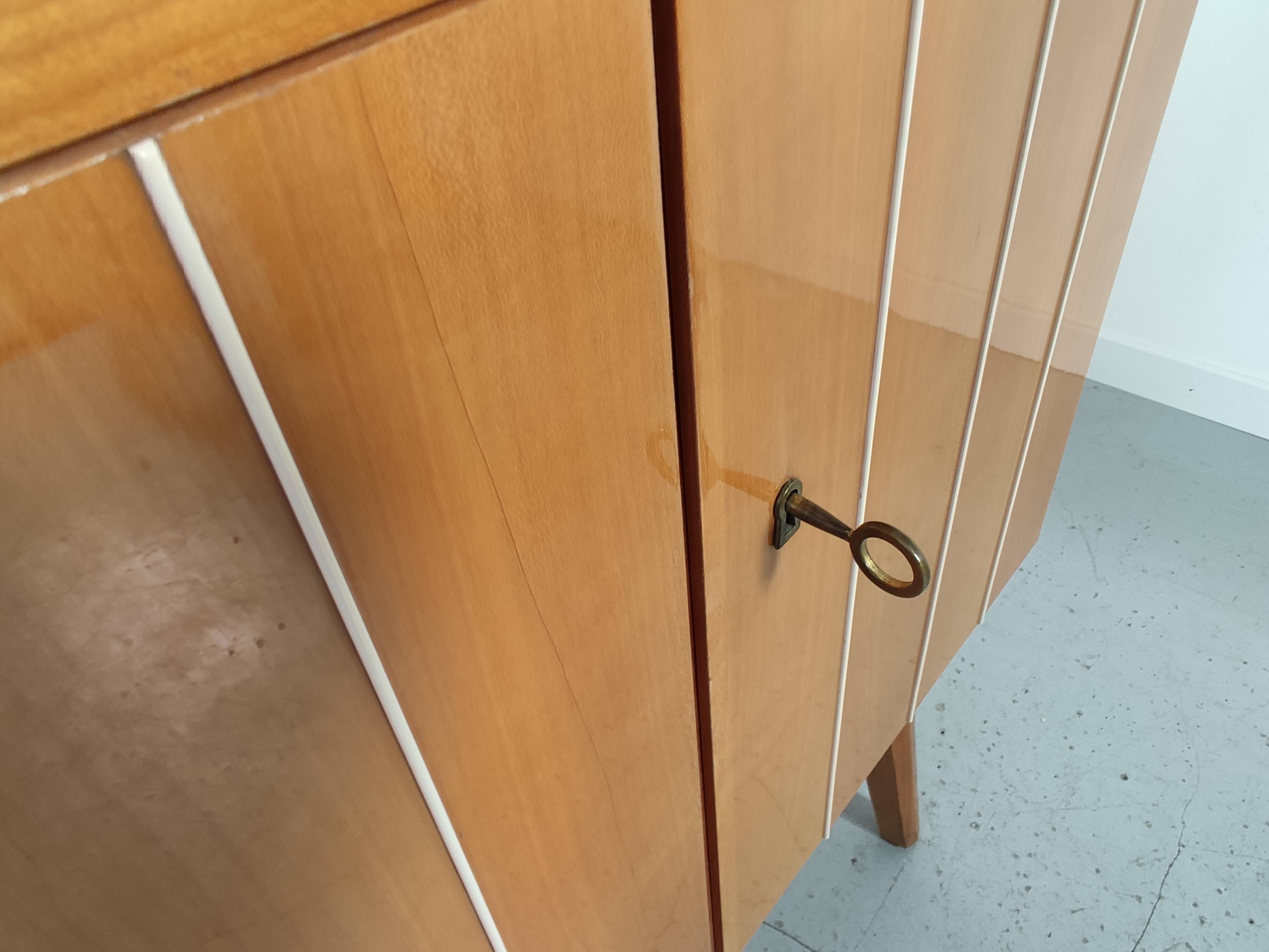 Scandinavian vintage wood and glass enfilade , 50s/60s