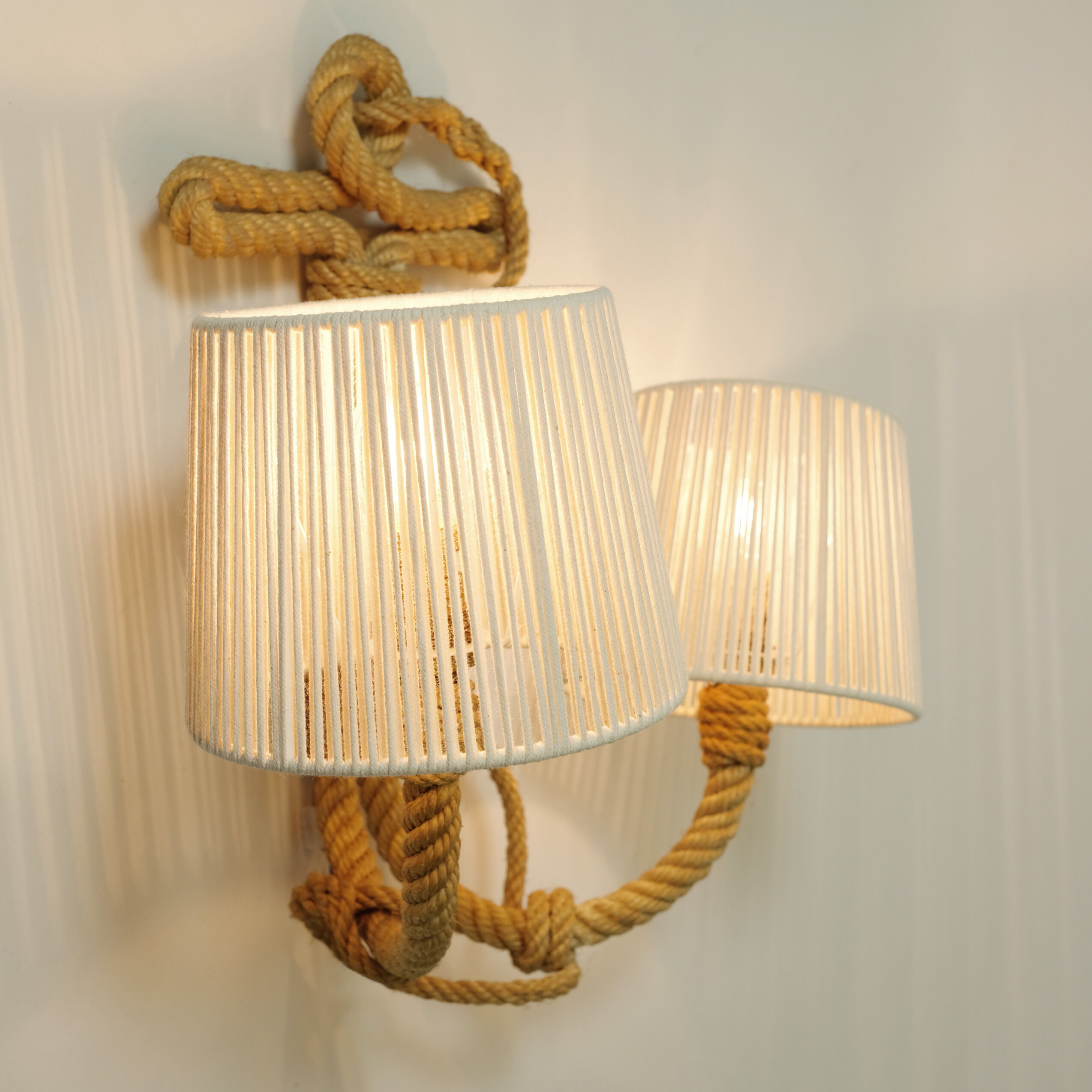 Wall lamp with two braided rope lights, 1950-1960.
