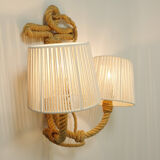 Wall lamp with two braided rope lights, 1950-1960.