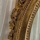 Antique oval mirror with gold leaf – Pediment with bow & floral motifs style