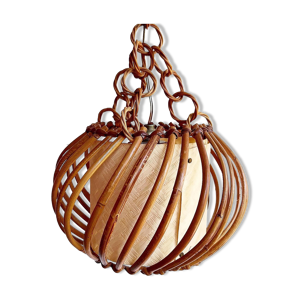 luminaire en rotin vintage,