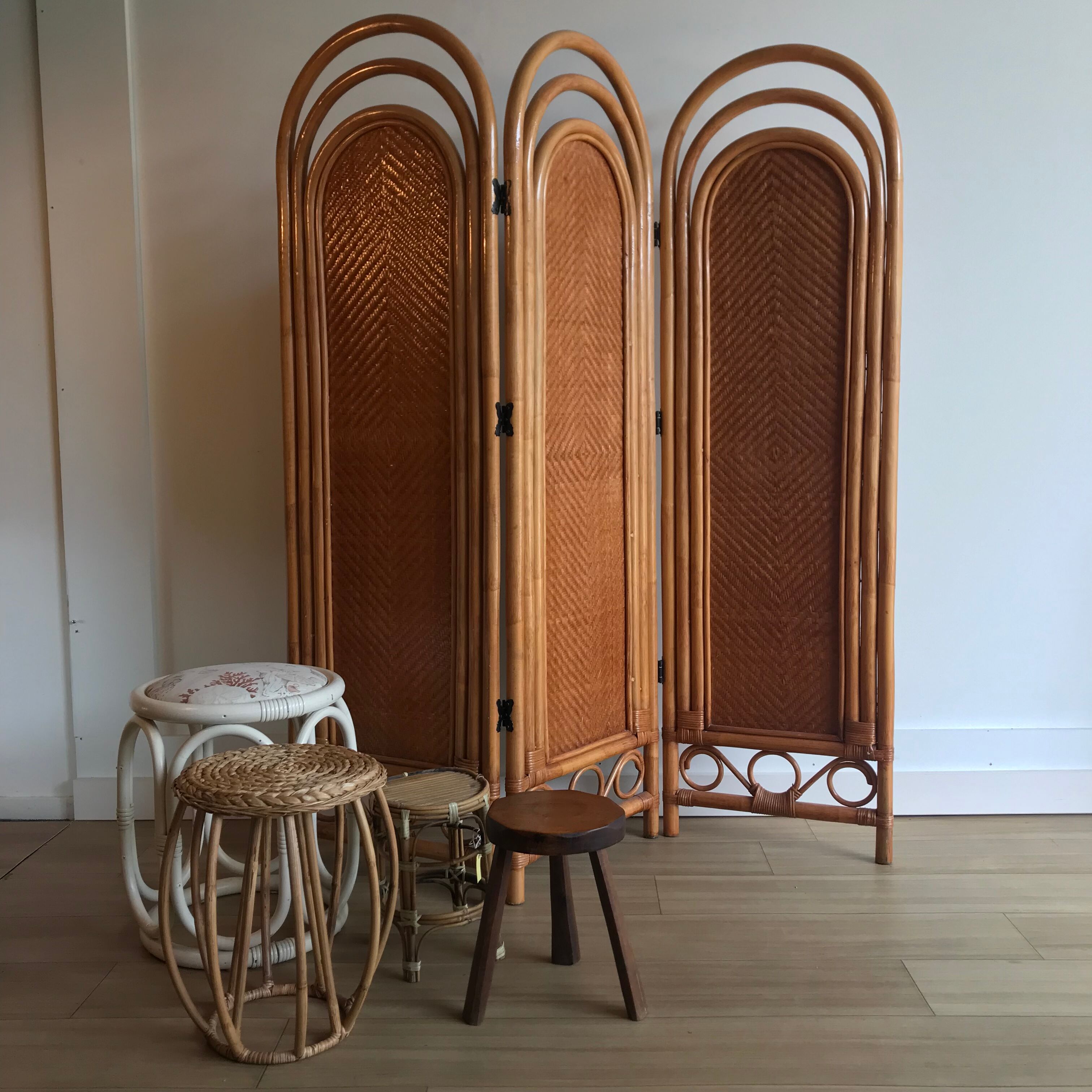 Vintage bamboo and rattan screen