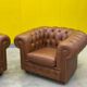 Brown Leather Chesterfield armchair (Price is for One)
