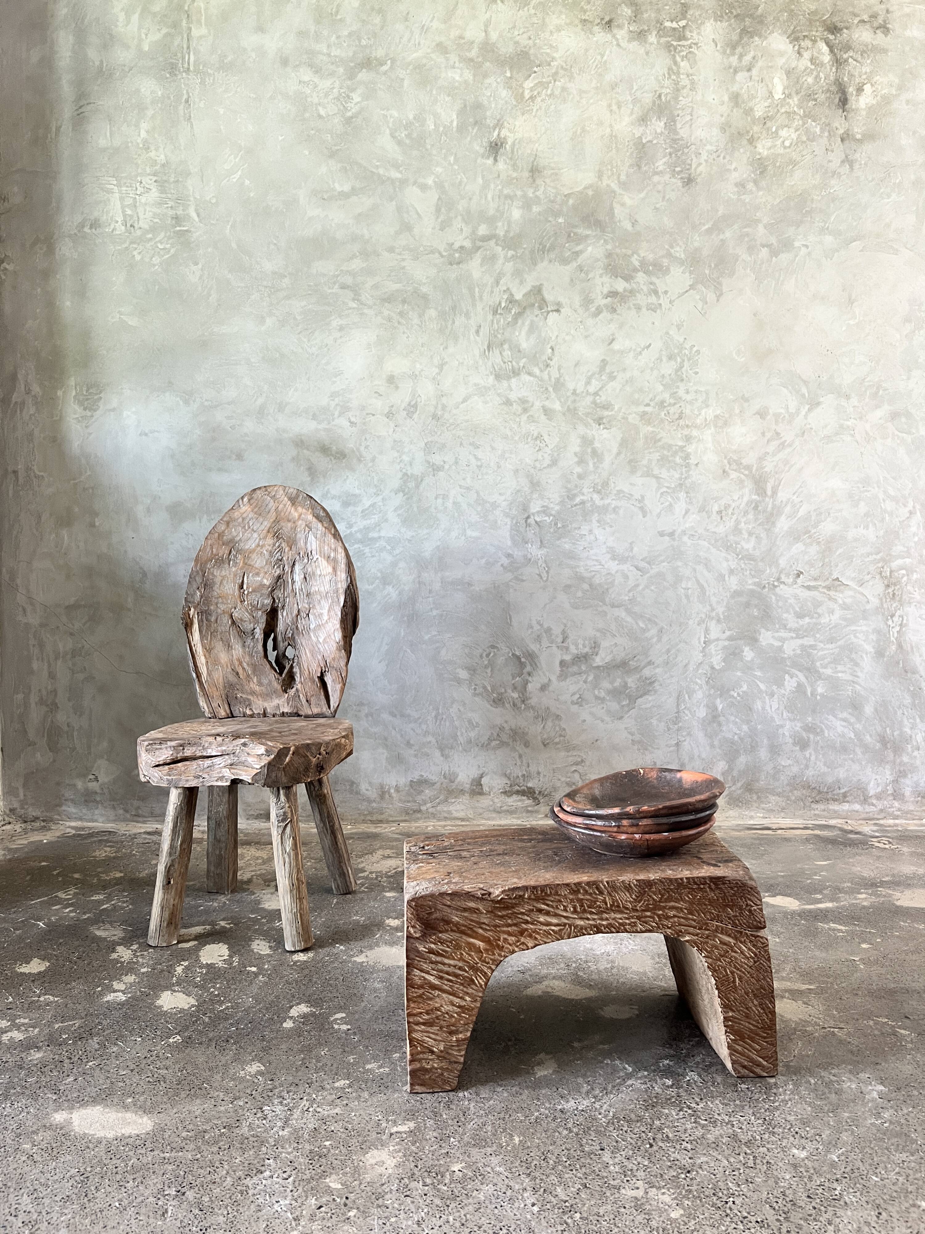 Low stool in old Asian monoxyl teak