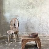 Low stool in old Asian monoxyl teak