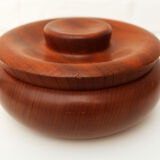 Vintage turned wood bowl with lid, trinket box with lid, Handmade