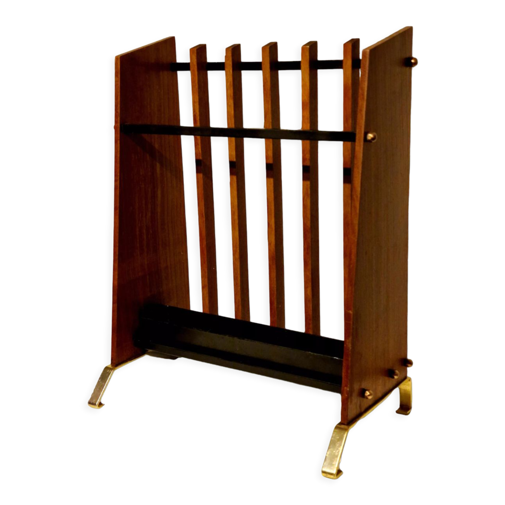 Italian umbrella door in teak and metal, 1960s