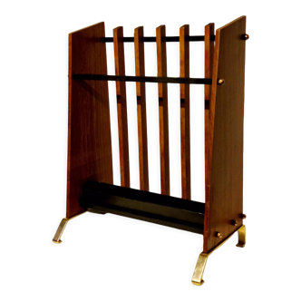Italian umbrella door in teak and metal, 1960s