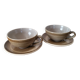 Ensemble de 2 grandes tasses et sous-tasse en grès Longchamp