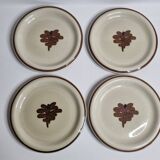 Set of 4 vintage plates in enameled stoneware with abstract decor "Thomas Germany", 26 cm