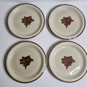 Ensemble de 4 assiettes vintage en grès émaillé décor abstrait "Thomas Germany", 26 cm