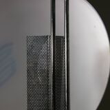 Postmodern Rhombus Shaped Table Lamp with Abstract Blue Stripes on Frosted Murano Glass