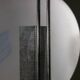 Postmodern Rhombus Shaped Table Lamp with Abstract Blue Stripes on Frosted Murano Glass