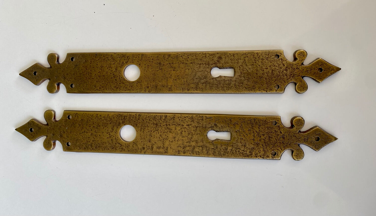 Brass door handles and plates