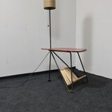 Vintage side table floor lamp and paper holder