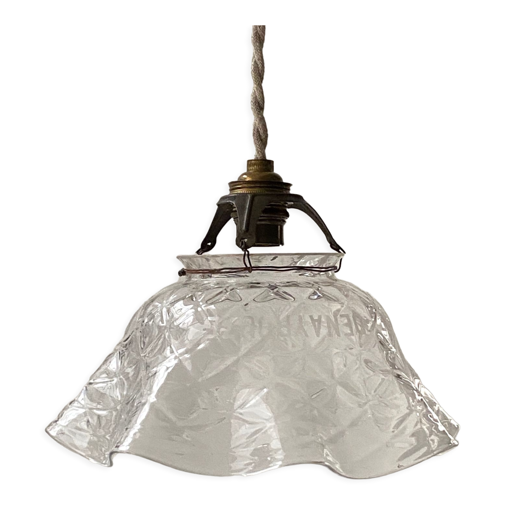 Antique glass suspension, Denayrouze lighting