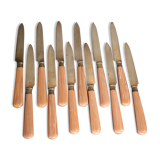 Suite of 12 dessert knives in gold metal blades