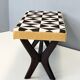 Midcentury Bench with Black, White and Yellow Fabric by Dedar, Italy, 1950s