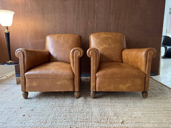 Paire de Fauteuils Club en Imitation Cuir