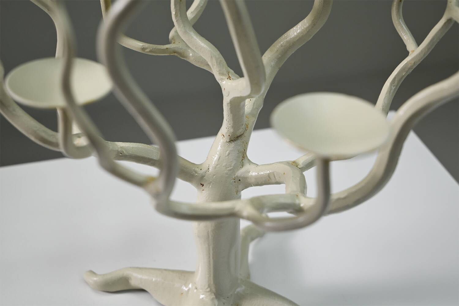White brutalist tree candle holder “tree of life” 1970s.