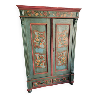 Alsatian cabinet in polychrome larch mid-19th century