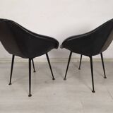 Vintage black skai armchairs