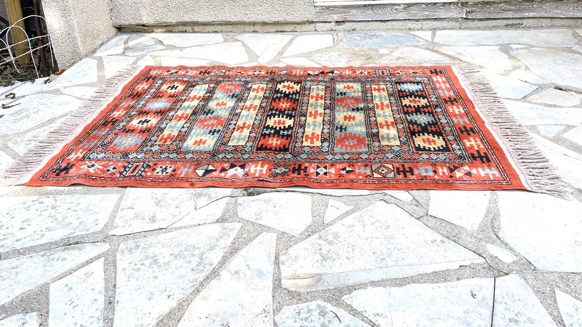 Vintage silk and cotton rug - 142 x 84cm