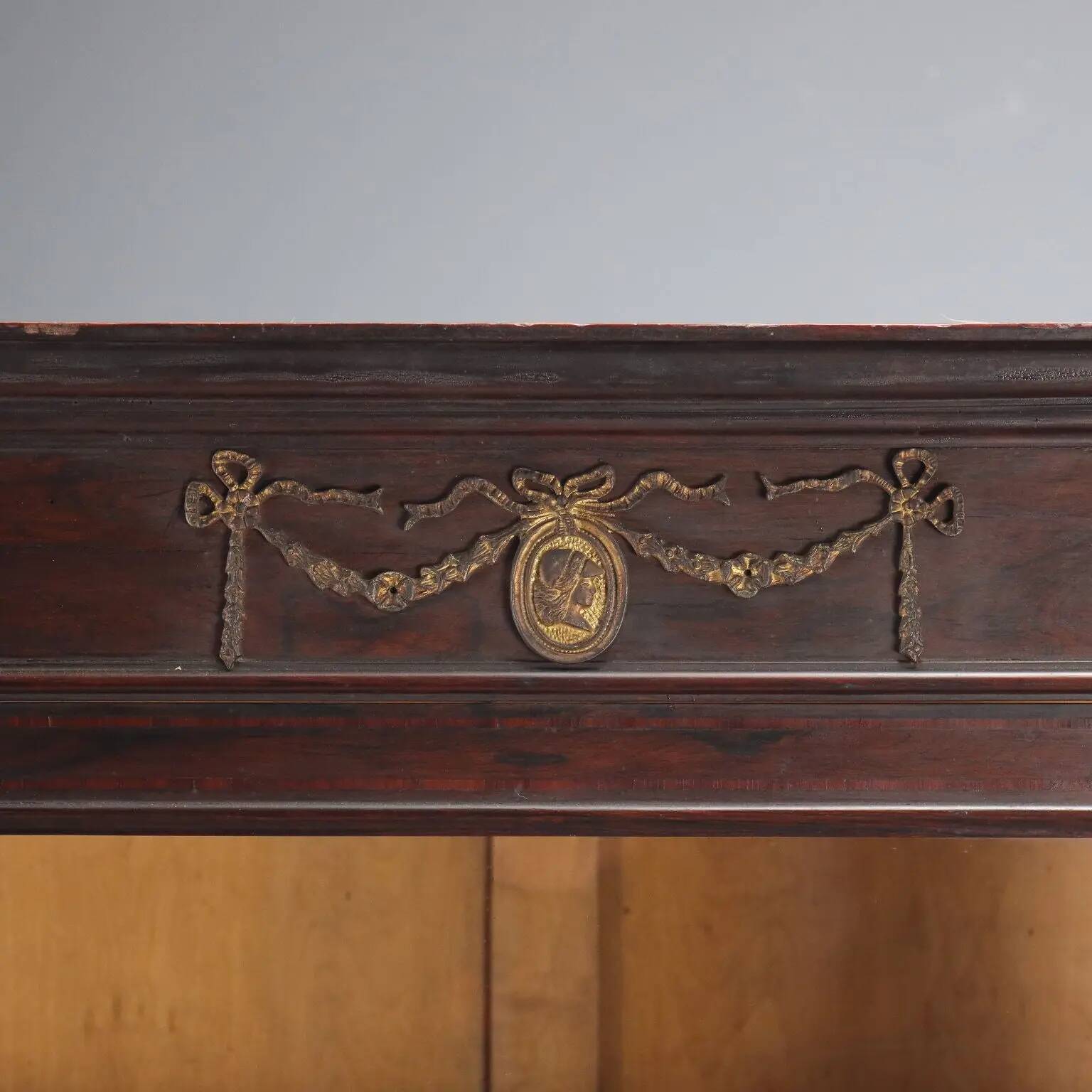 Antique rosewood library, neoclassical decorations, 19th century
