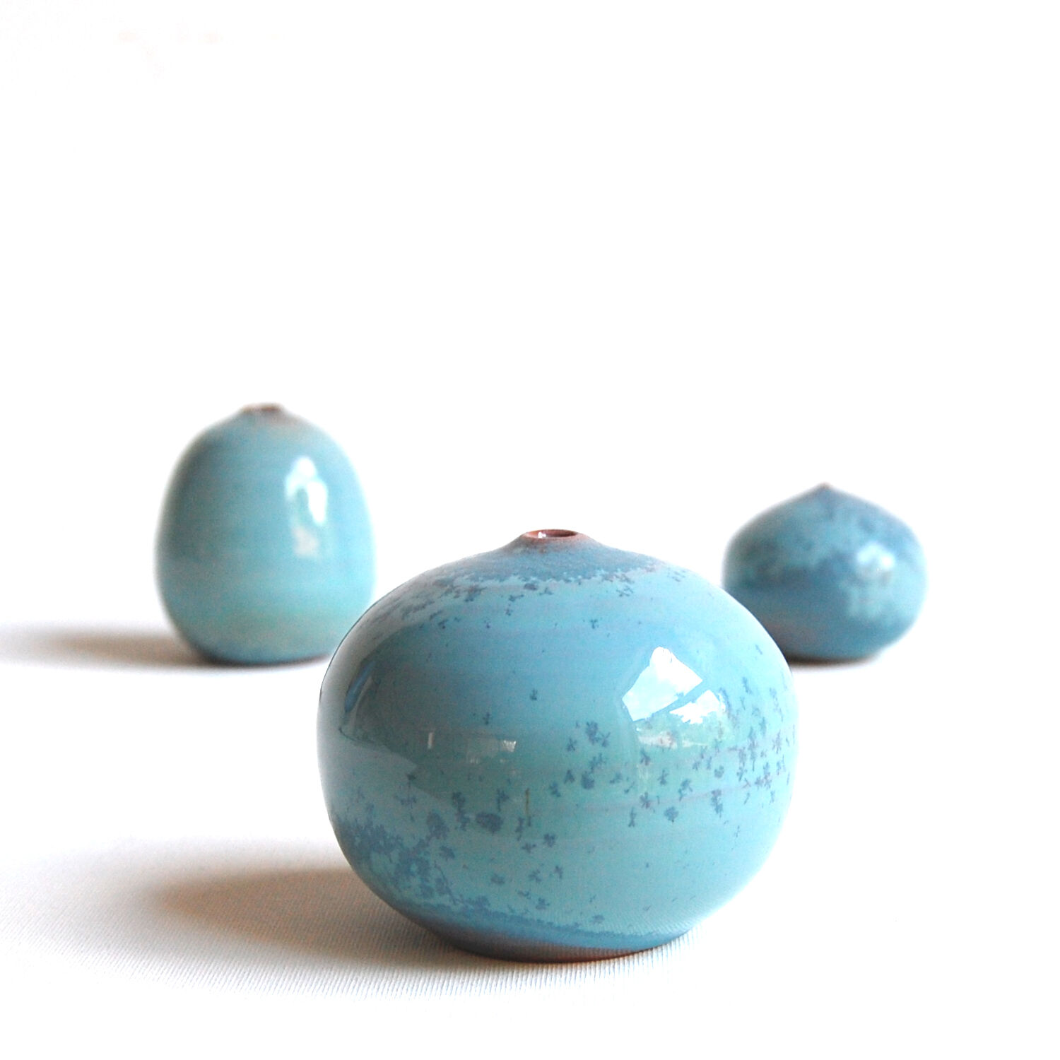 Water green miniature ceramic trio - sky blue Antonio Lampecco