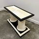 1970s Howard Dilday Organic Rattan Console Table with Black Lacquer Border.