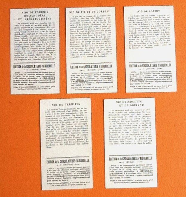 Set of 5 chromolithographs on Aiguebelle chocolate cardboard