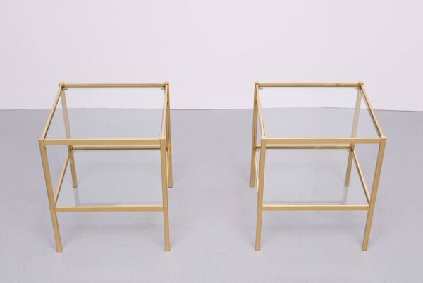 Tables d'appoint en laiton attribuées à Maison Baguès, France, années 1970
