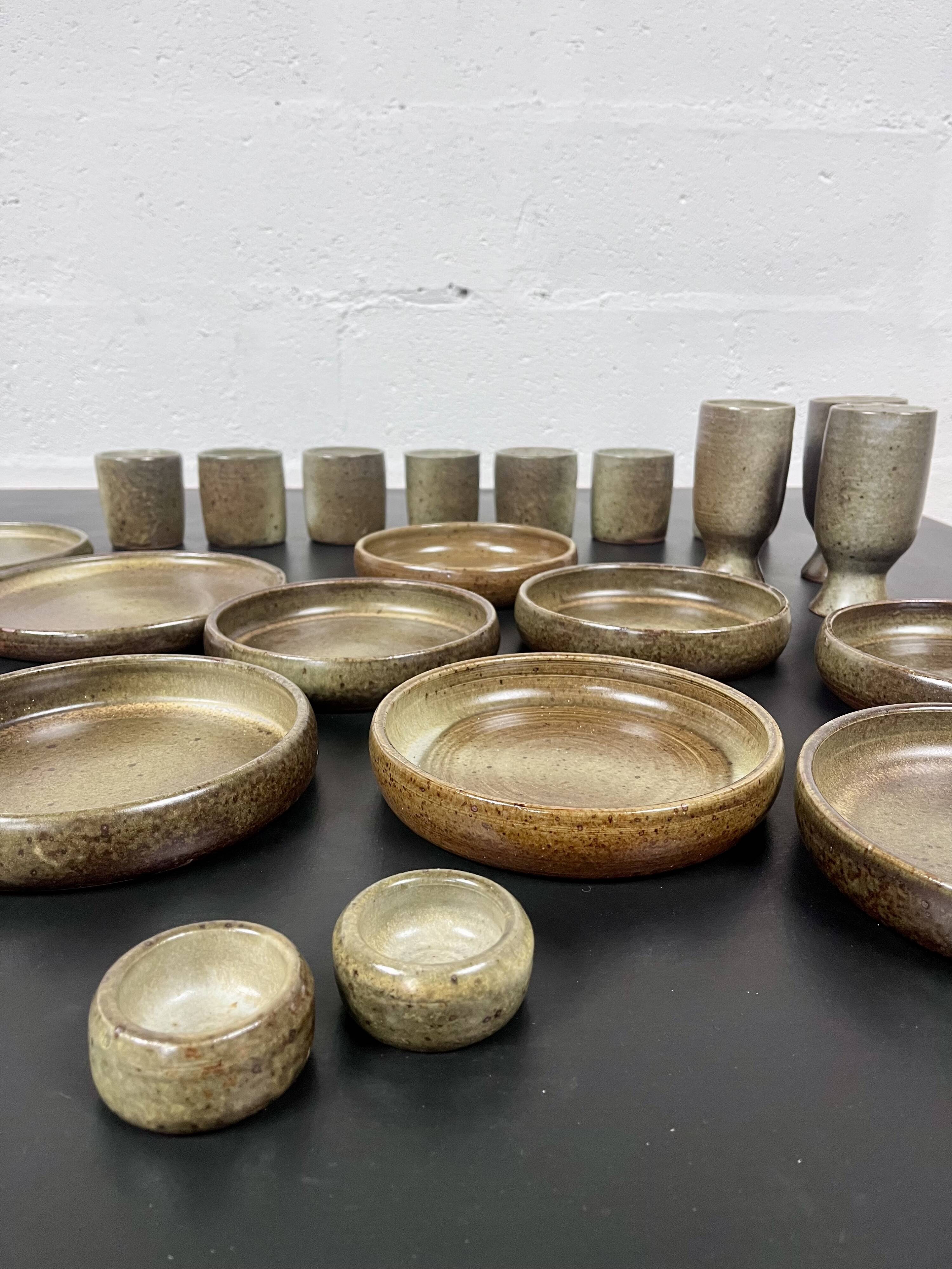 Pyrité stoneware dinner service, La Borne, 1970s