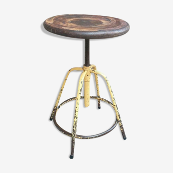 Industrial swivel stool side table