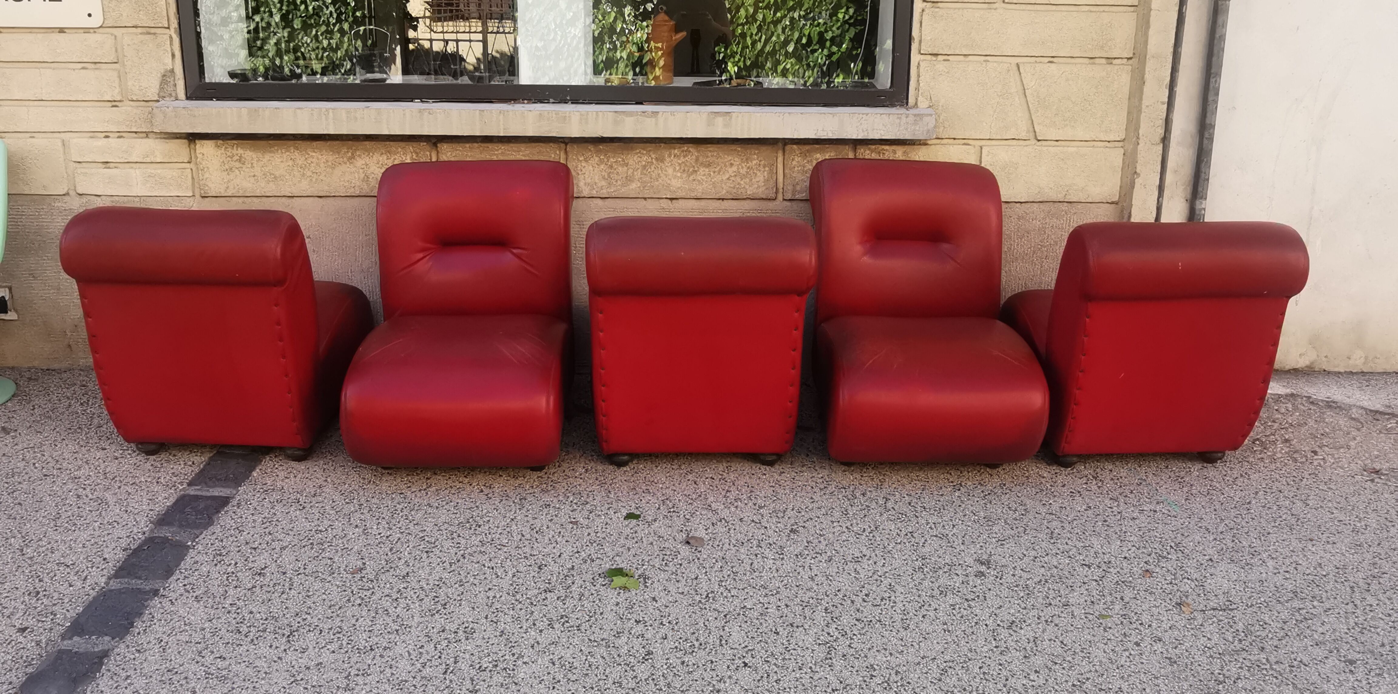 Suite of 5 vintage modular armchairs 60s