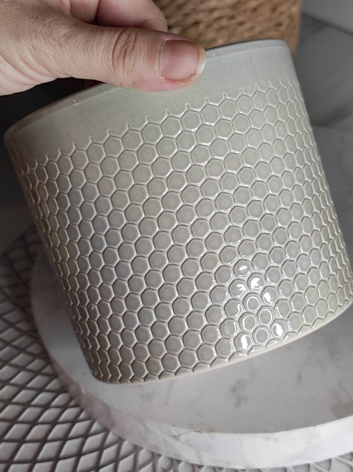 Glazed ceramic flowerpot